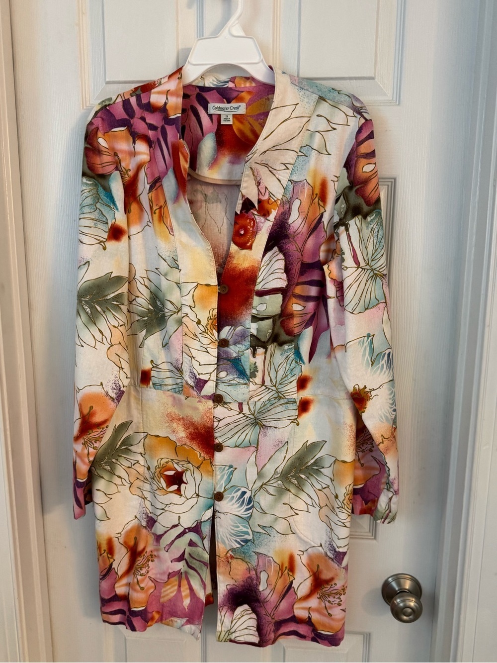 Gorgeous Coldwater creek floral linen long jacket size1X